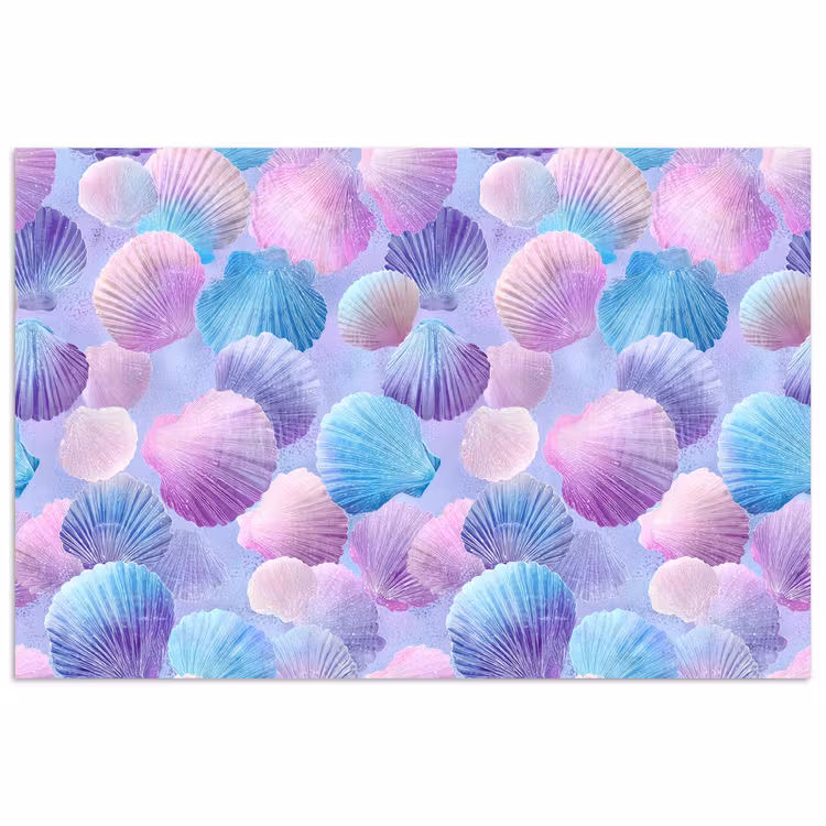 Poster - Schelpen - Paars - Blauw - Patroon — 1