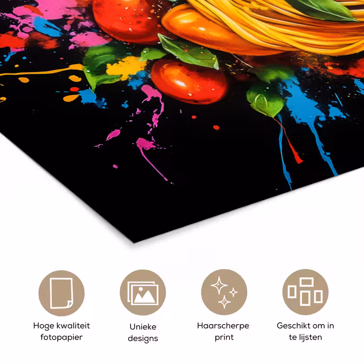 Poster - Spaghetti - Graffiti - Verf - Kleurrijk - Eten - Modern — 5