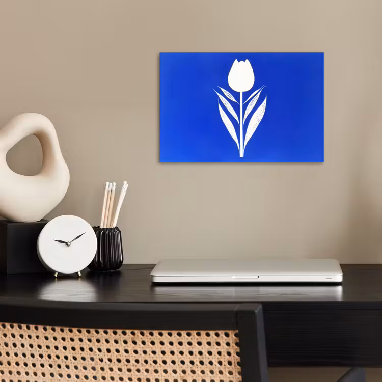 Poster - Tulp - Minimalistisch - Bladeren - Wit — 2