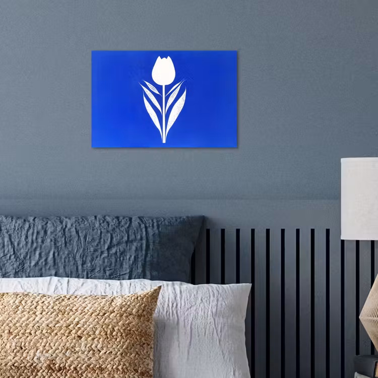 Poster - Tulp - Minimalistisch - Bladeren - Wit — 3