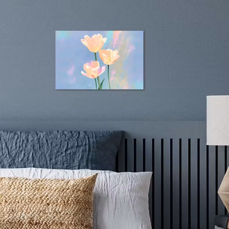 Poster - Tulpen - Roze accenten - Blauw — 3