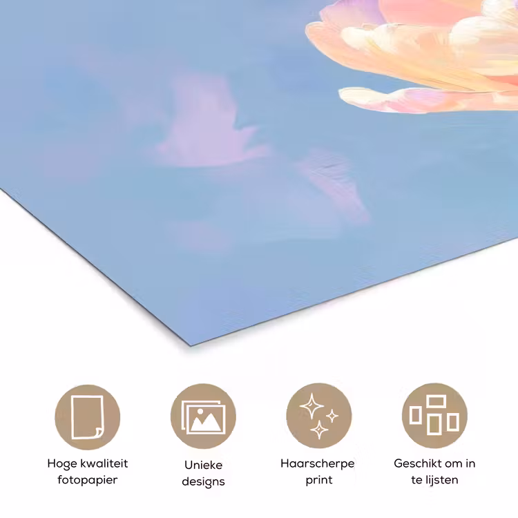 Poster - Tulpen - Roze accenten - Blauw — 5