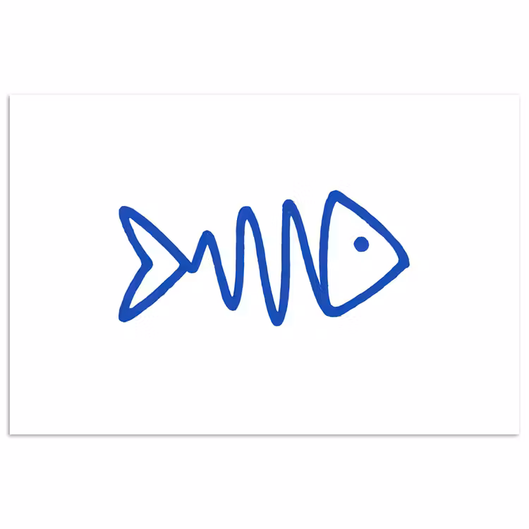 Poster - Vis - Minimalistisch - Blauw - Lijn — 1