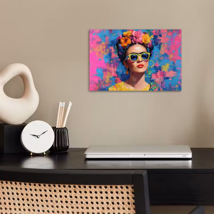 Poster - Vrolijk portret - Vrouw - Bloemenkroon — 2