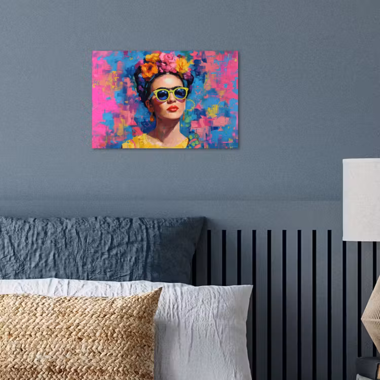 Poster - Vrolijk portret - Vrouw - Bloemenkroon — 3