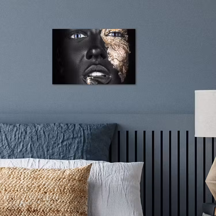 Poster - Vrouw - Bladgoud - Zwart - Huid - Luxe — 3