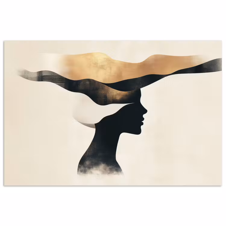 Poster - Vrouw - Golven - Zwart — 1