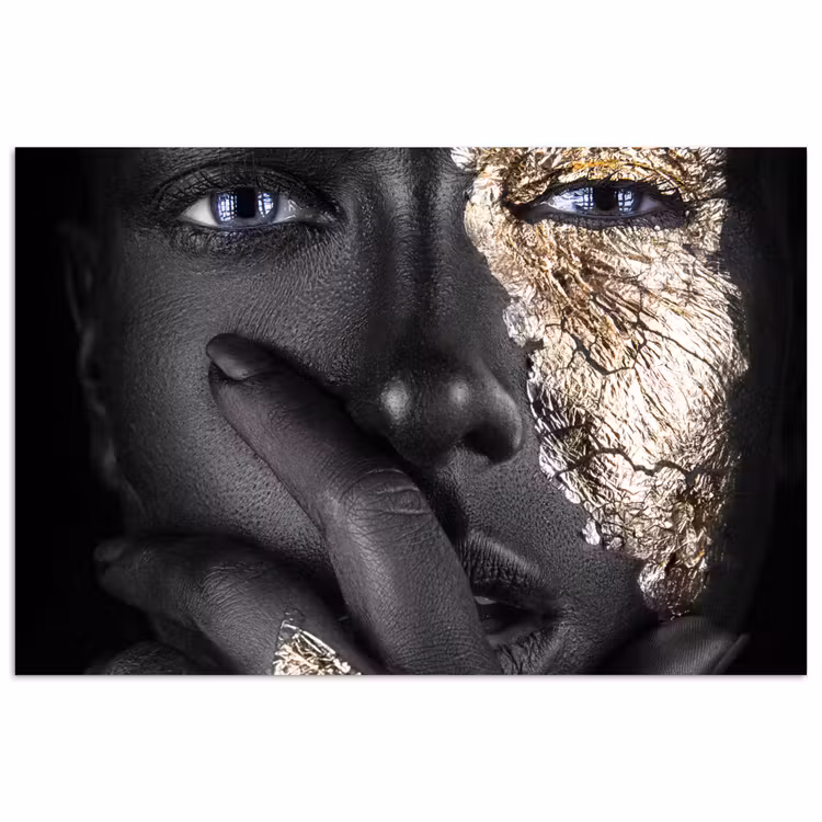Poster - Vrouw - Goud - Zwart - Schmink - Luxe — 1