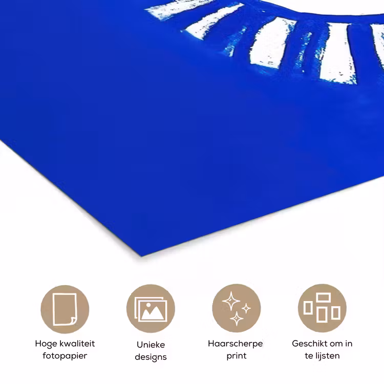 Poster - Zon - Gezicht - Penseelstructuur - Blauw — 5