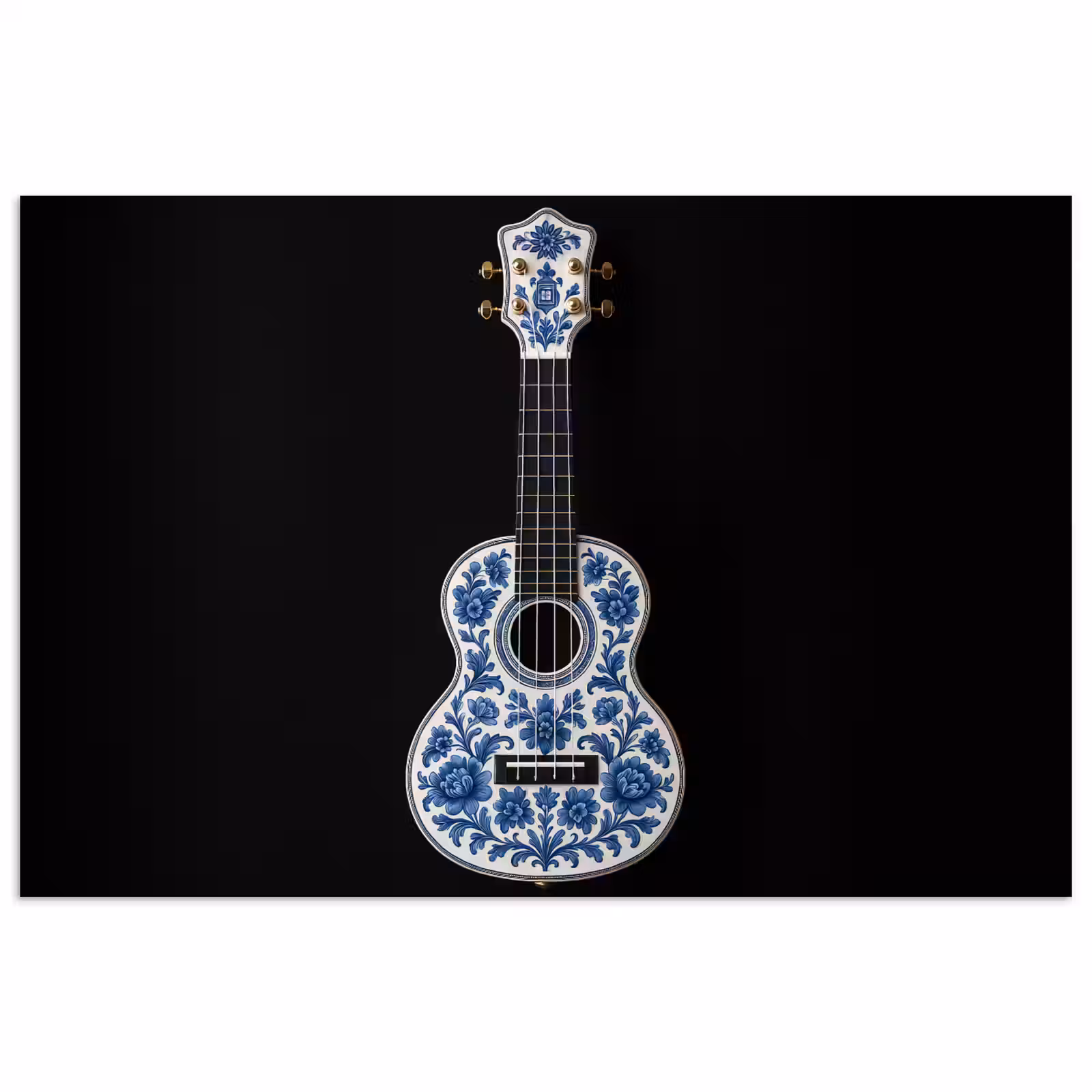 Poster - Ukelele - Delfts - Blauw - Muziek — 1