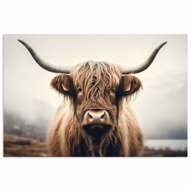 Poster - Schotse hooglander - Hoorns - Landschap — 1