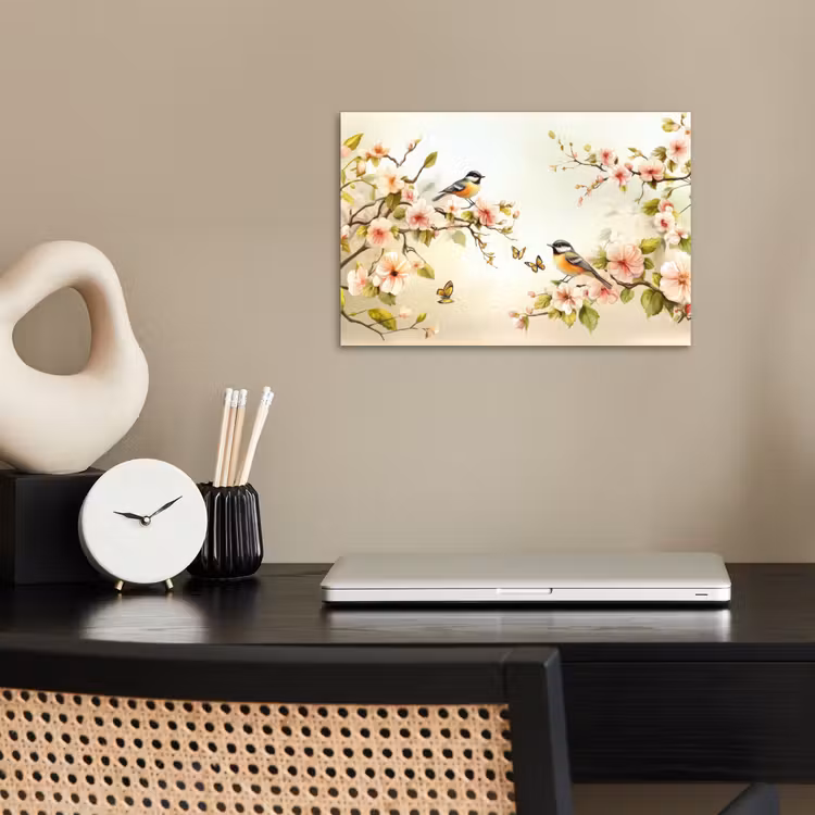 Poster - Takken - Bloemen - Vogeltjes - Roze — 2