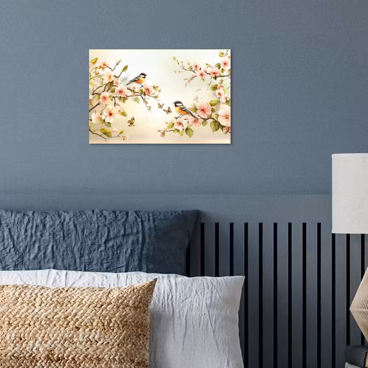 Poster - Takken - Bloemen - Vogeltjes - Roze — 3