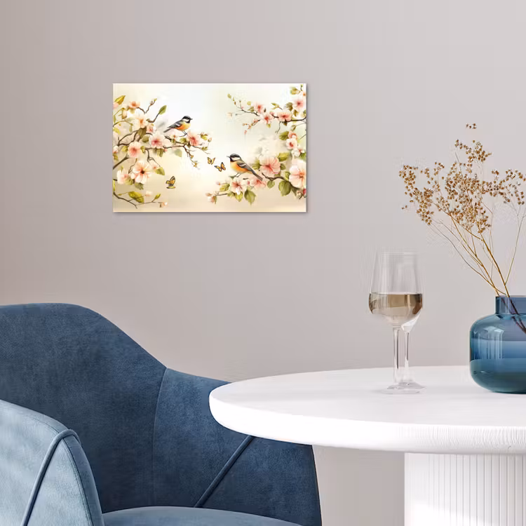Poster - Takken - Bloemen - Vogeltjes - Roze — 4