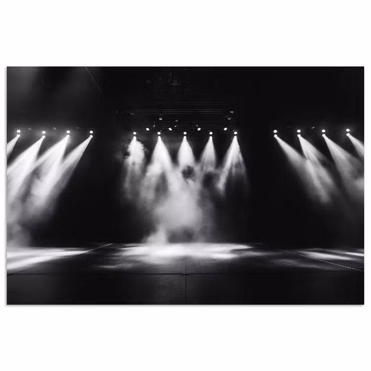 Poster - Theaterzaal - Mist - Spotlights - Zwart — 1