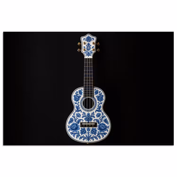 Poster - Ukelele - Delfts - Blauw - Muziek — 1