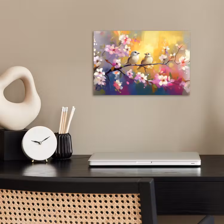 Poster - Vogels - Bloemen - Roze — 2