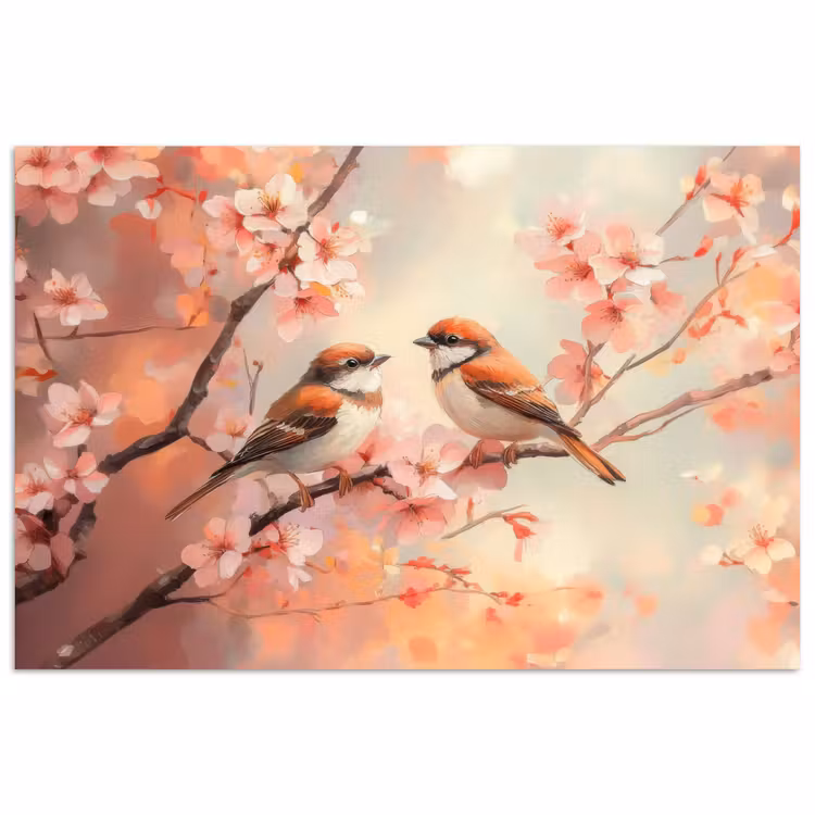 Poster - Vogels - Romantic - Bloesemtak — 1