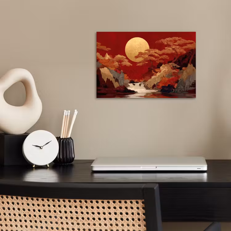Poster - Volle maan - Landschap - Waterval — 2