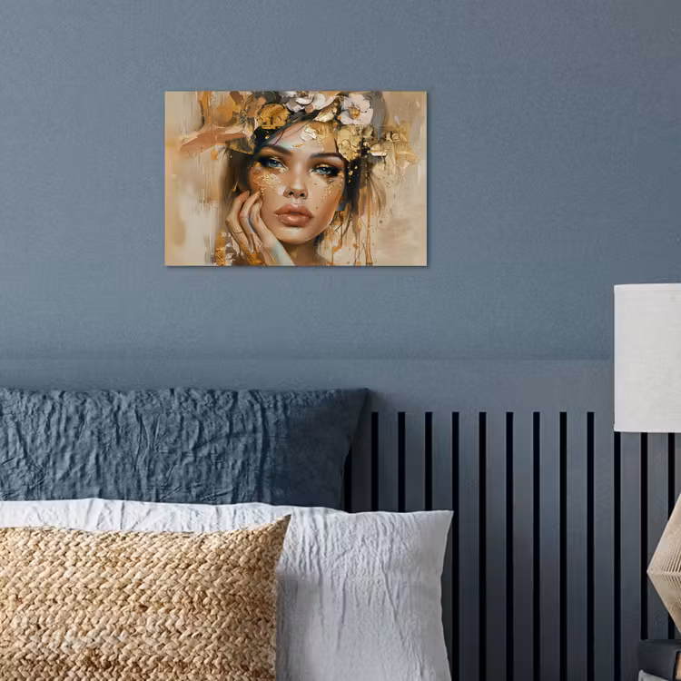 Poster - Vrouw - Bloemen - Goud - Portret — 3