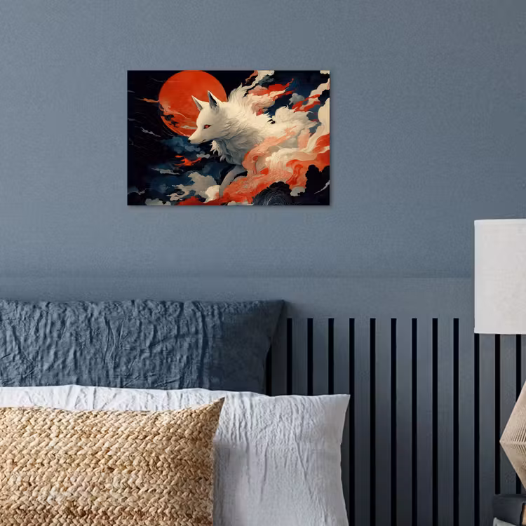 Poster - Witte vos - wolken - maan — 3