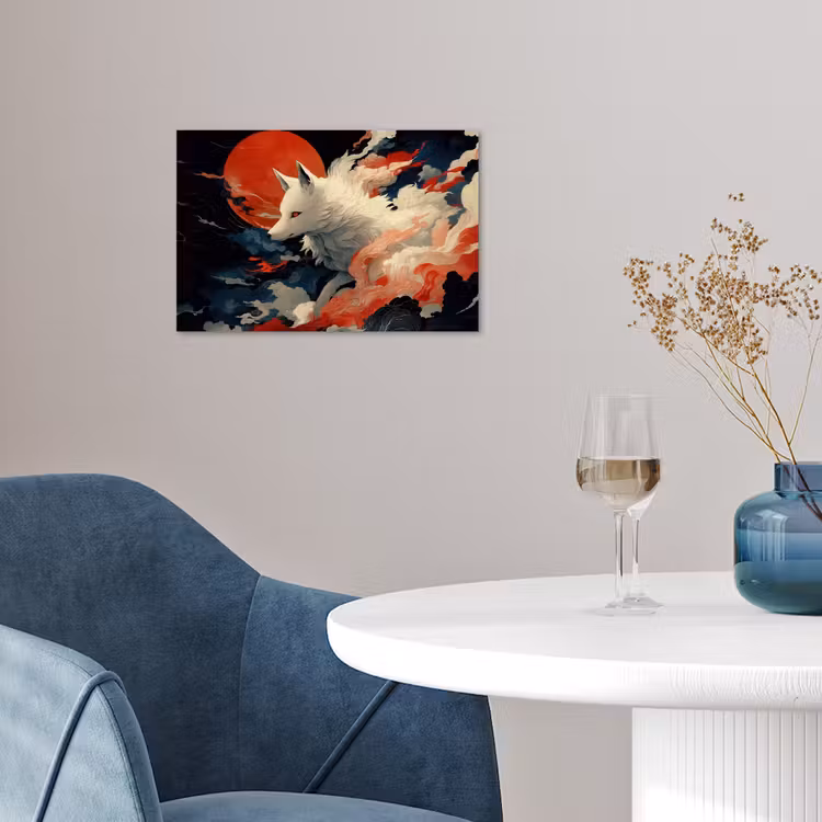 Poster - Witte vos - wolken - maan — 4