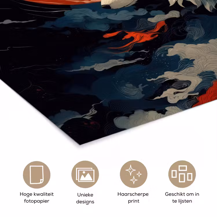 Poster - Witte vos - wolken - maan — 5