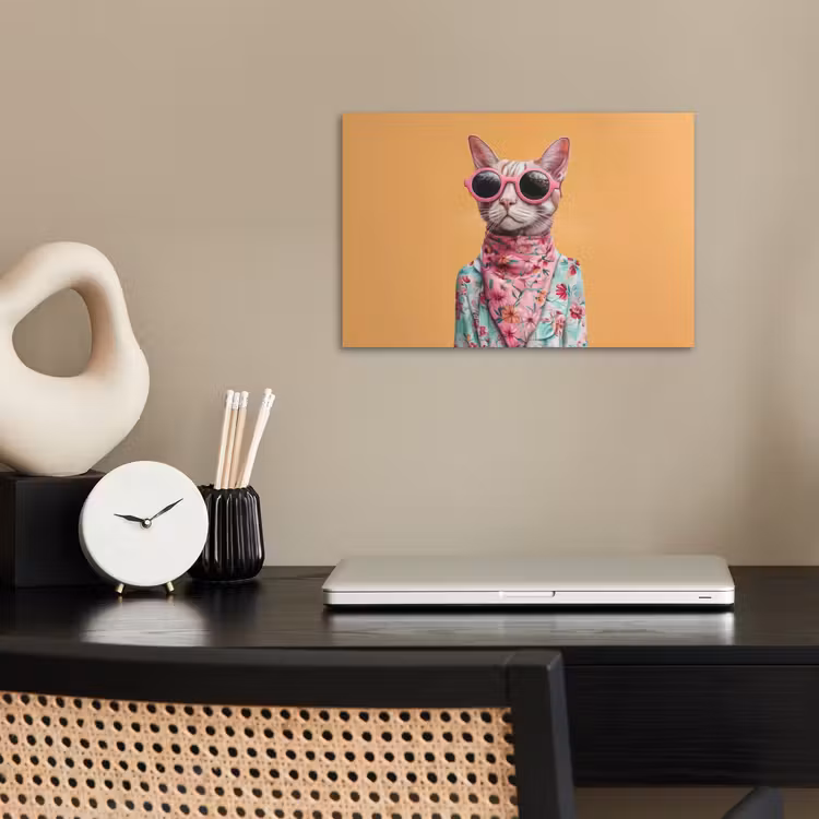 Poster - Zonnebril - Kat - Sjaal - Bloemen — 2