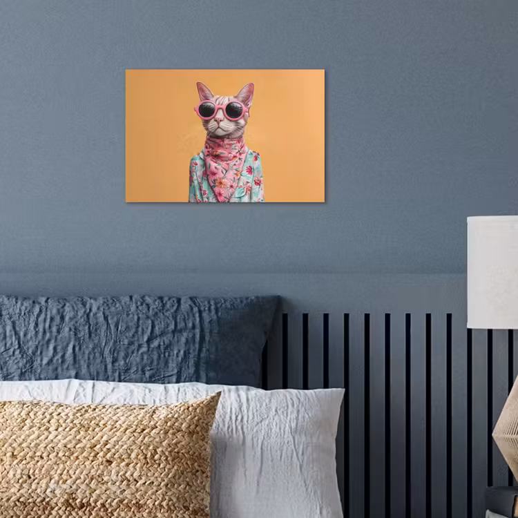 Poster - Zonnebril - Kat - Sjaal - Bloemen — 3