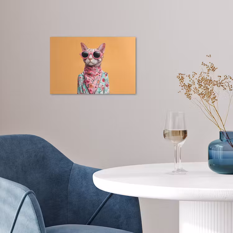 Poster - Zonnebril - Kat - Sjaal - Bloemen — 4