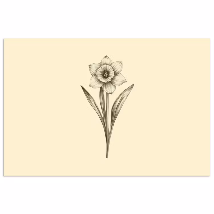 Poster - Zwart - Narcis - Illustratie — 1