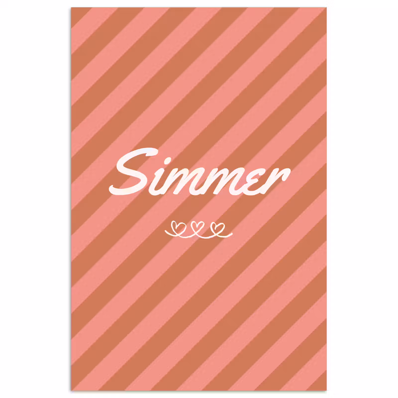 Poster - Simmer - Hartjes - Strepen - Roze — 1