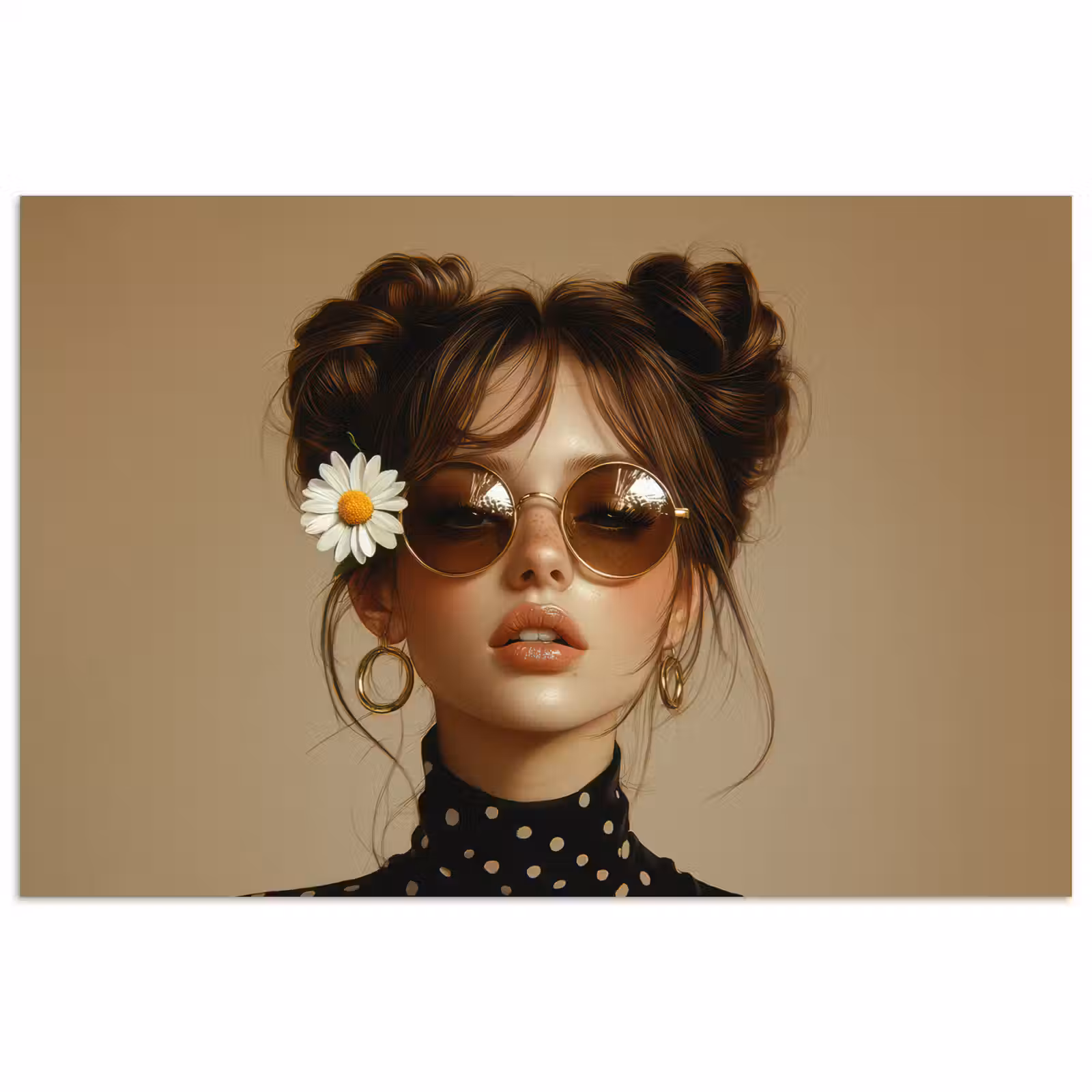 Poster - Vrouw - Beige - Bloem - Modern - Portret — 1