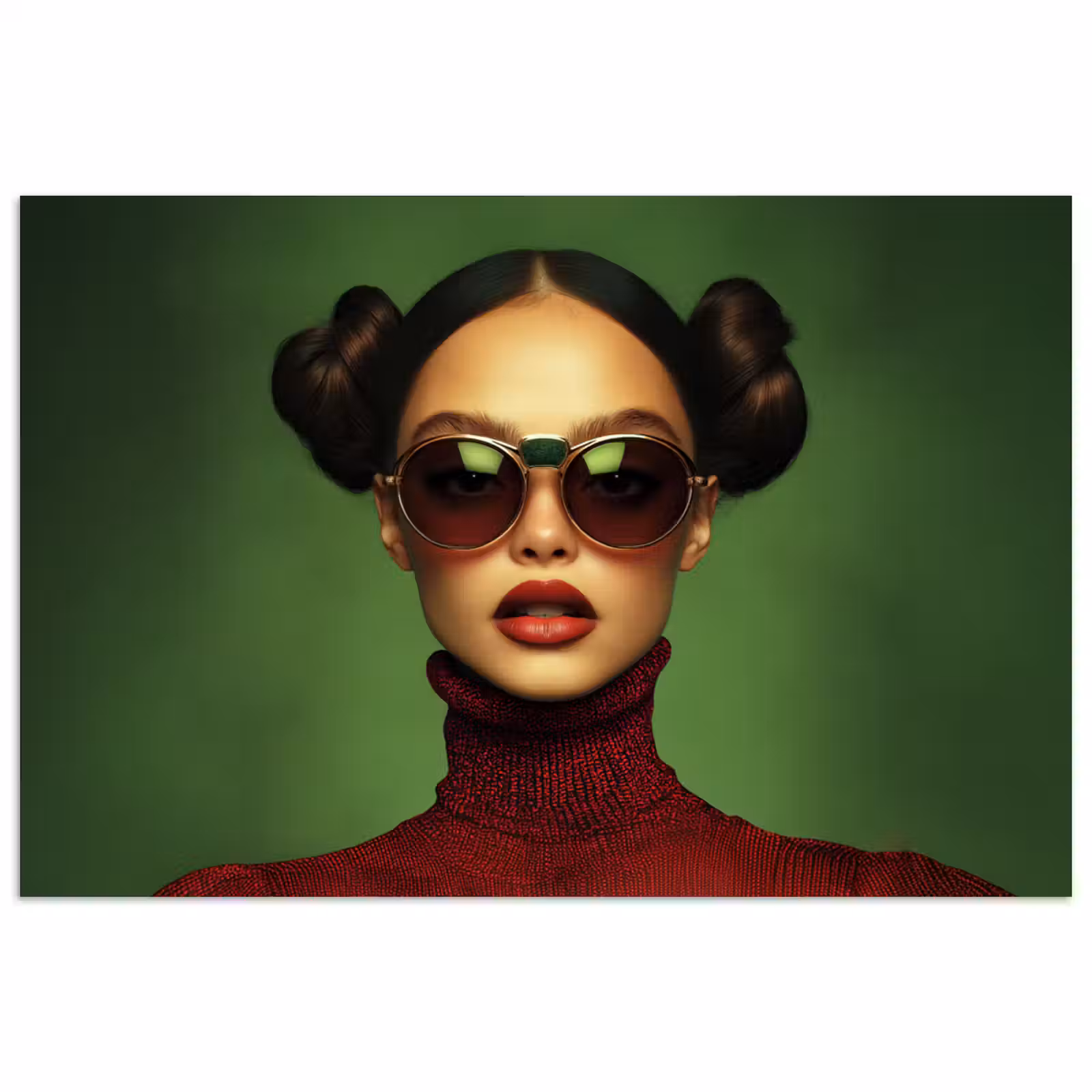 Poster - Vrouw - Groen - Bril - Aesthetic - Modern — 1