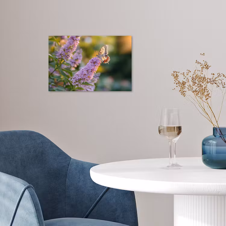 Poster - Sierlijke - Vlinder - Paarse - Bloemen — 4