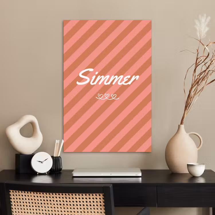 Poster - Simmer - Hartjes - Strepen - Roze — 2