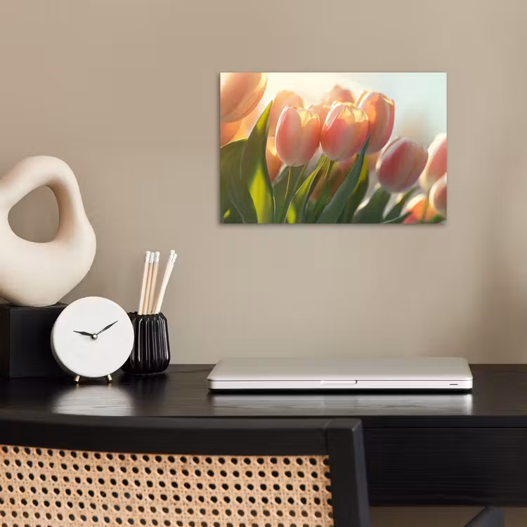 Poster - Tulpen - Roze - Zonnestralen — 2