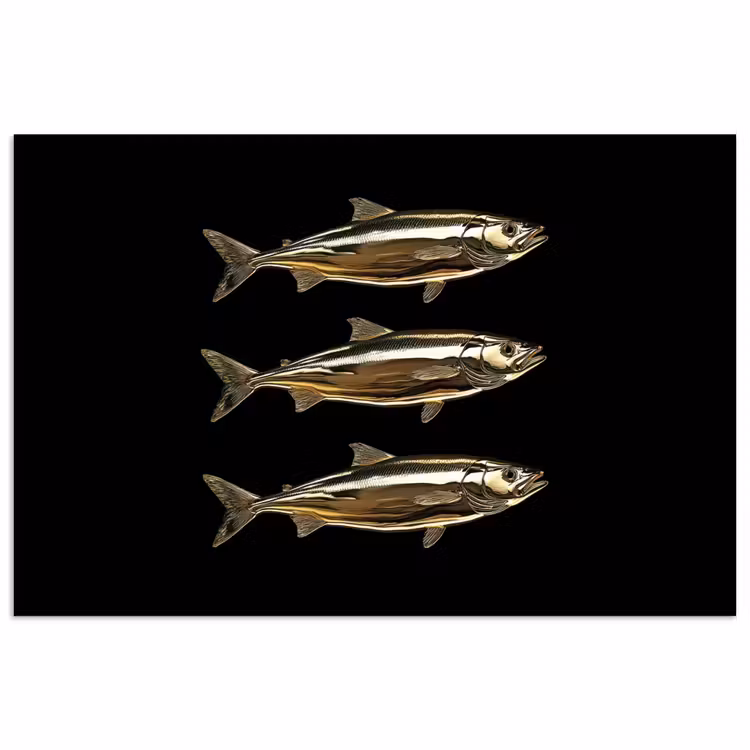 Poster - Vissen - Goud - Zwart — 1