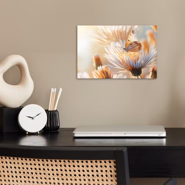 Poster - Vlinder - Bloem - Oranje — 2