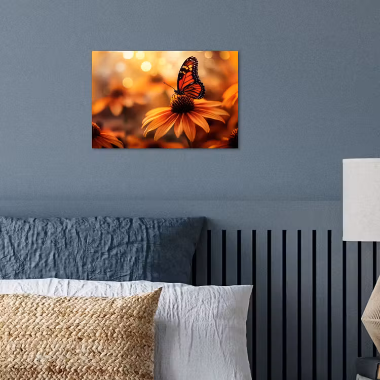 Poster - Vlinder - Bloemen - Oranje — 3