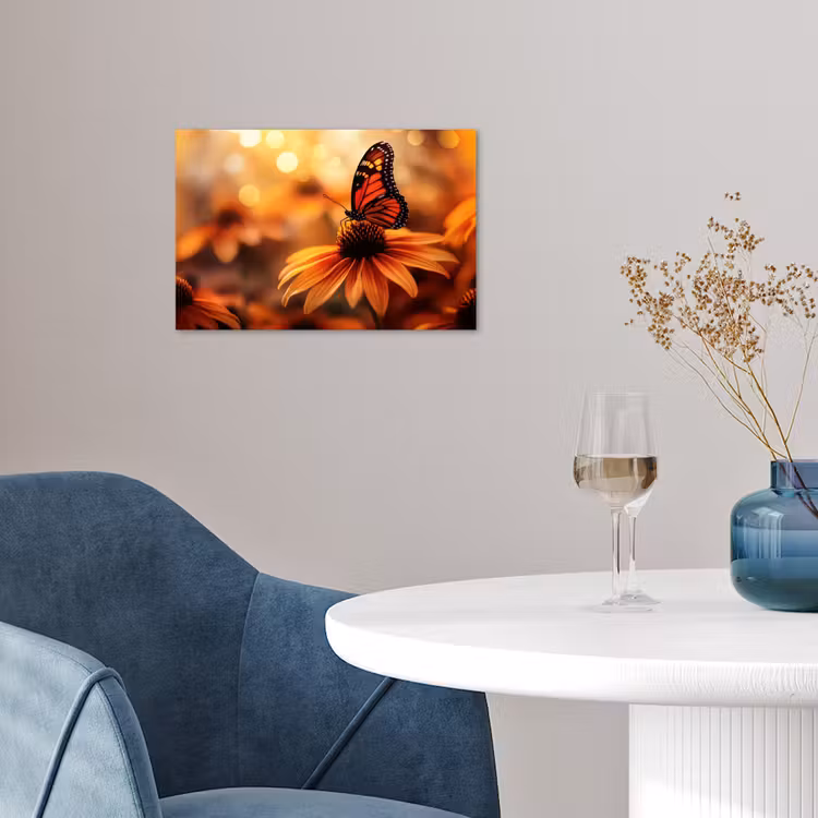 Poster - Vlinder - Bloemen - Oranje — 4