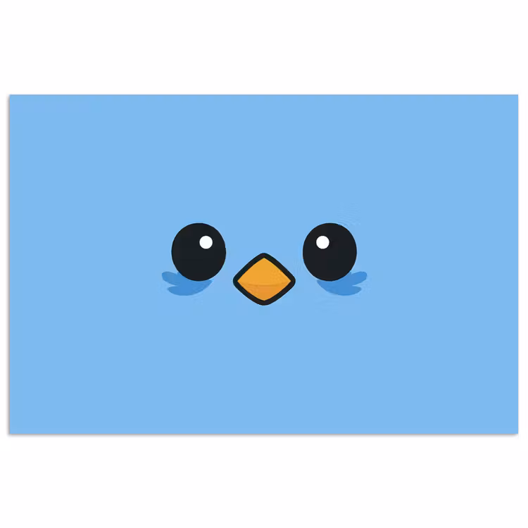 Poster - Vogel - Blauw - Eenvoudig — 1
