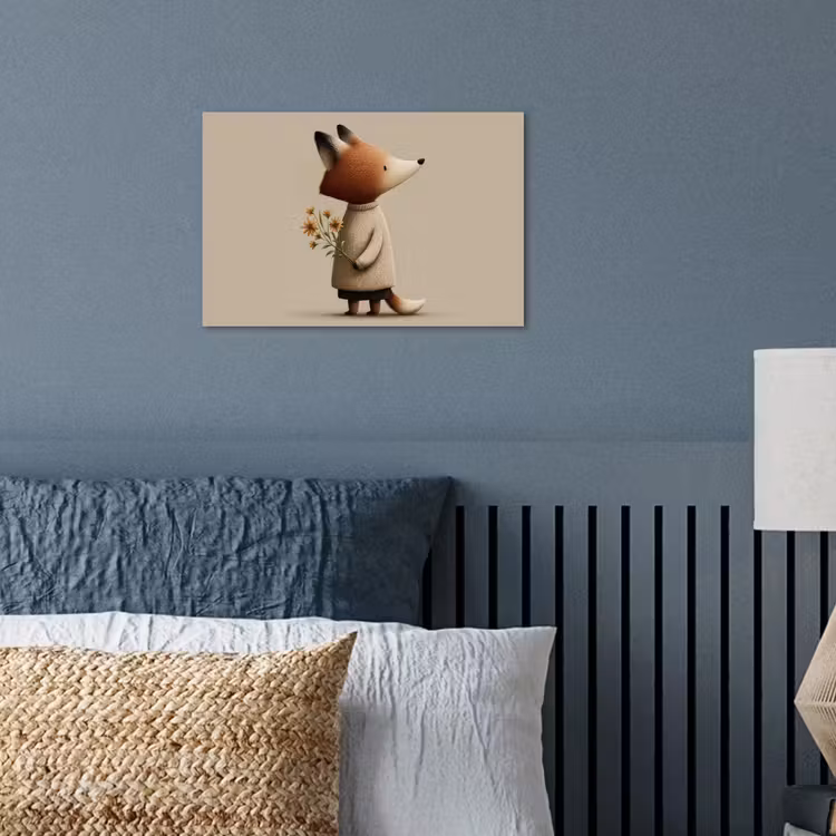 Poster - Vos - Gele bloemen - Minimalistisch — 3