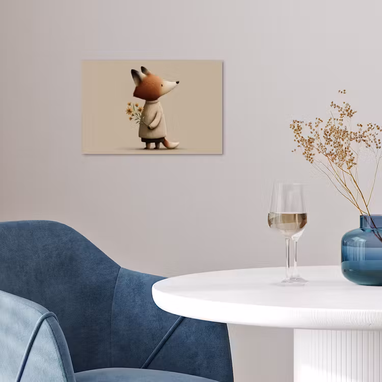 Poster - Vos - Gele bloemen - Minimalistisch — 4