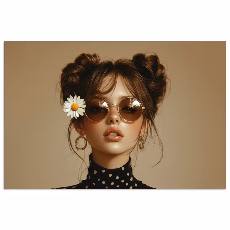 Poster - Vrouw - Beige - Bloem - Modern - Portret — 1