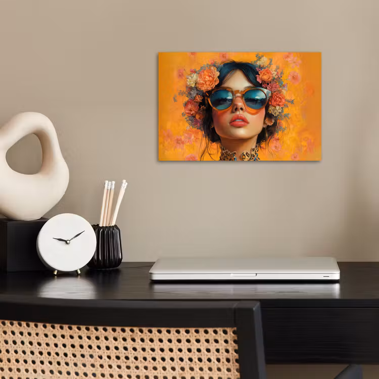 Poster - Vrouw - Bloemen - Aesthetic - Oranje — 2