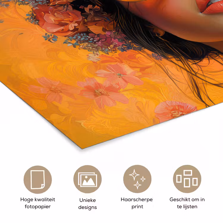 Poster - Vrouw - Bloemen - Aesthetic - Oranje — 5