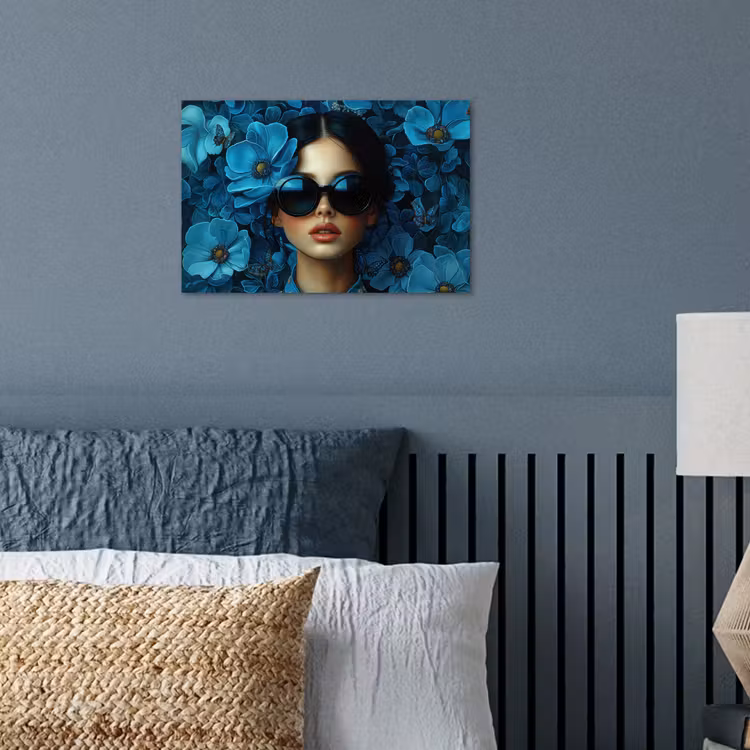 Poster - Vrouw - Bloemen - Blauw - Aesthetic - Luxe — 3