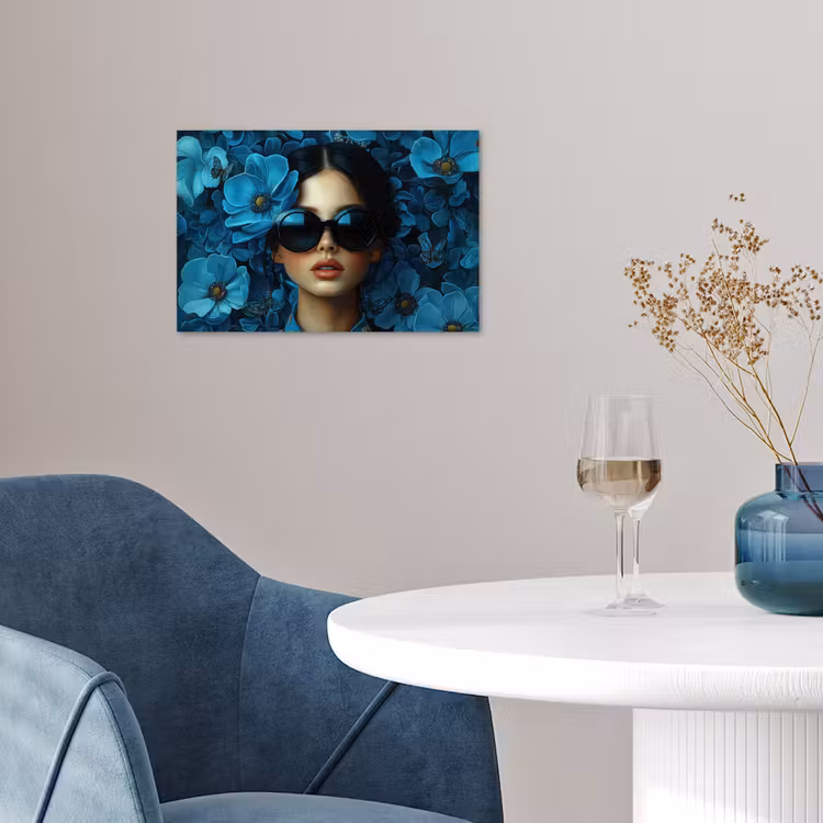 Poster - Vrouw - Bloemen - Blauw - Aesthetic - Luxe — 4