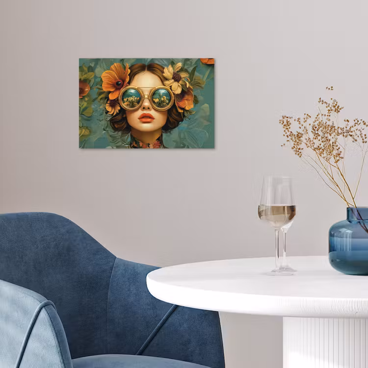 Poster - Vrouw - Bloemen - Vlinders - Natuur - Vintage — 4